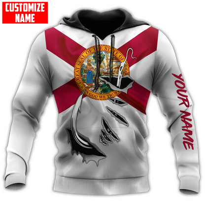 Custom name Hook fishing FL Florida Flag 3D printed shirts Fishing State