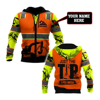 Premium Personalized 3D Printed Excavator Operator Shirts Just The Tip MEI