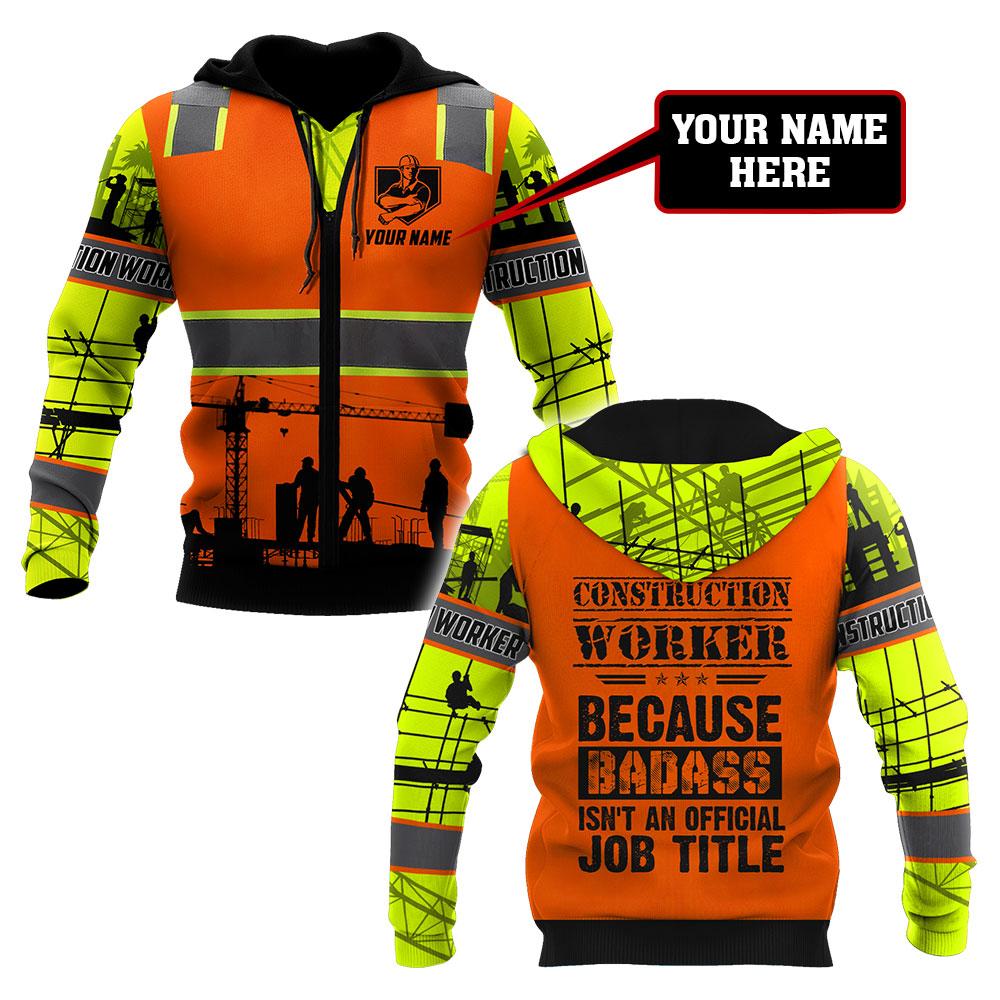 Premium Personalized 3D Printed Badass Construction Worker Shirts MEI