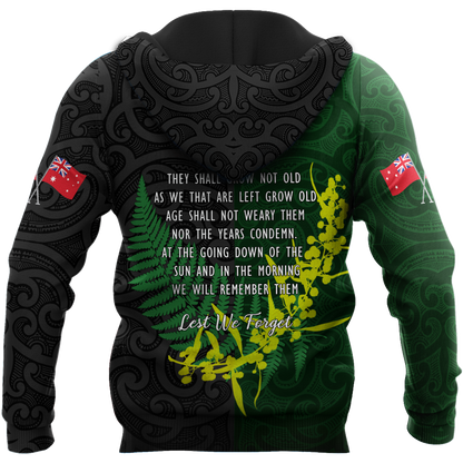 The ode remembrance Kiwi and Australia Soldier 3D print shirts