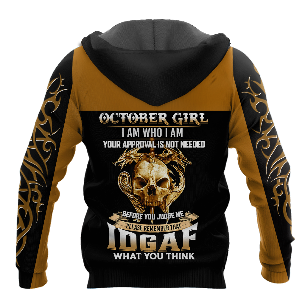 October Girl Skull 3D All Over Printed Shirts For Men and Women MH28062101