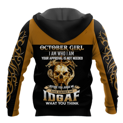 October Girl Skull 3D All Over Printed Shirts For Men and Women MH28062101