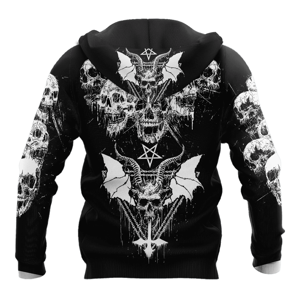 Dark Art Satanic With White Wings Hoodie For Men And Women