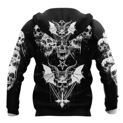 Dark Art Satanic With White Wings Hoodie For Men And Women