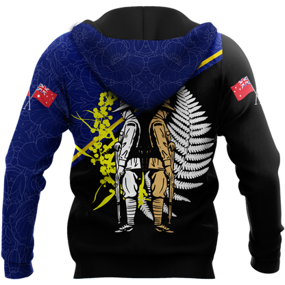 Honor and respect day blue ver. Australia and Kiwi Veteran 3D print shirts