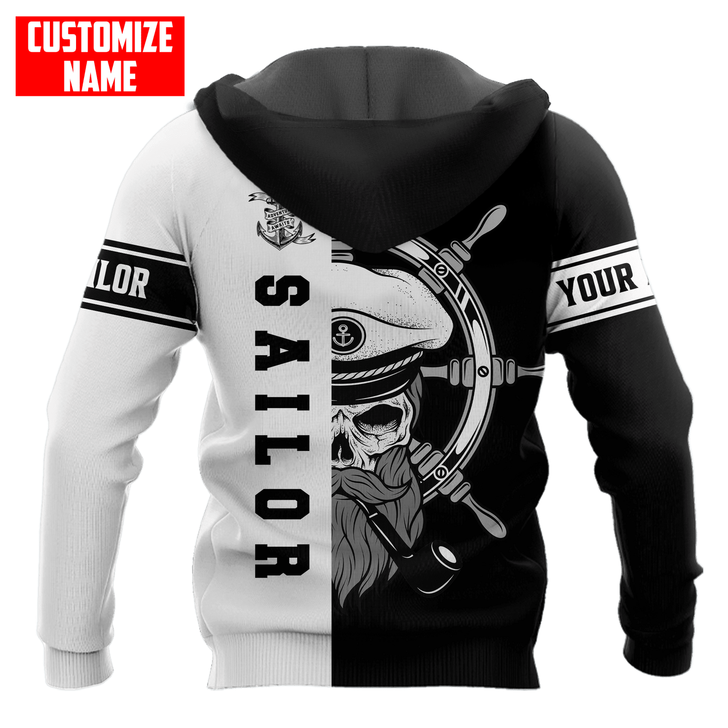 Skull Sailor on the Helm Custom name 3D printed shirts
