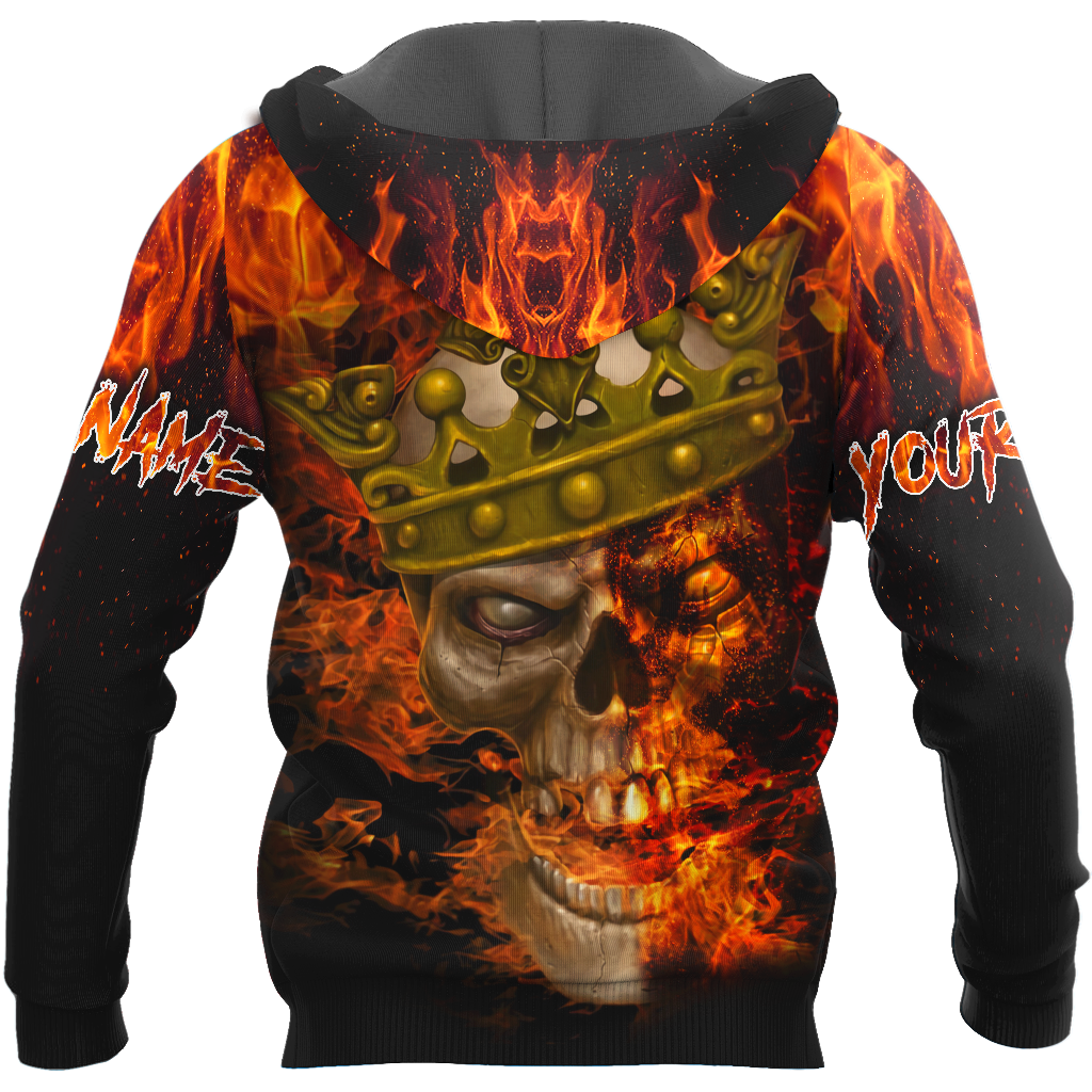 Customize Name King Fire Skull Hoodie For Men And Women DA08062104