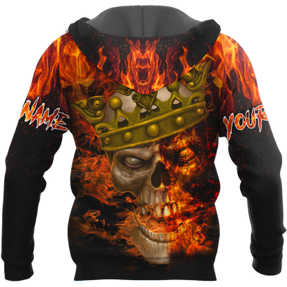 Customize Name King Fire Skull Hoodie For Men And Women DA08062104