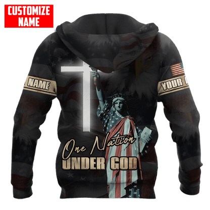 Customized name One Nation Under God 3D All Over Printed Unisex Shirts