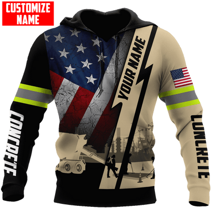 US Concrete Finisher Custom name 3D printed shirts