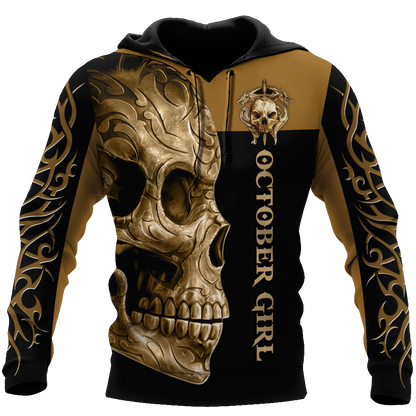 October Girl Skull 3D All Over Printed Shirts For Men and Women MH28062101