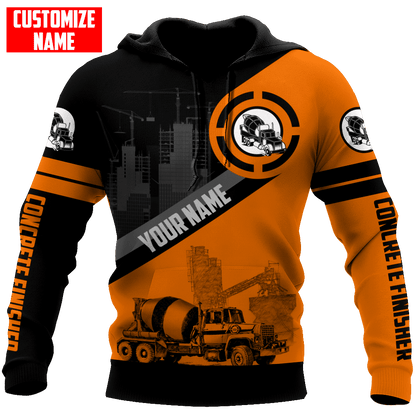 Concrete Finisher Orange Mixer Custom name 3D printed shirts