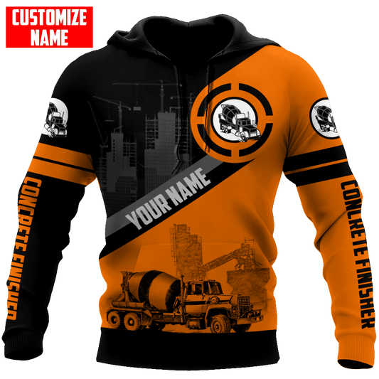 Concrete Finisher Orange Mixer Custom name 3D printed shirts