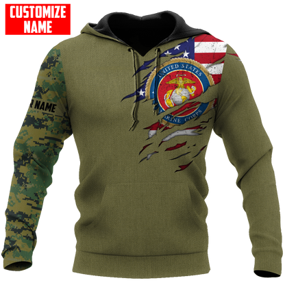 Custom name Soldier US Marine Corps 3d all over printed shirt hoodie MH06072107