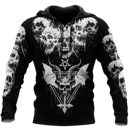 Dark Art Satanic With White Wings Hoodie For Men And Women
