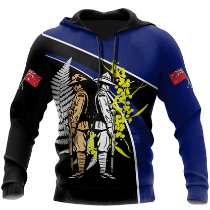 The ode fern-wattle Australia and Kiwi Veteran blue 3D print shirts