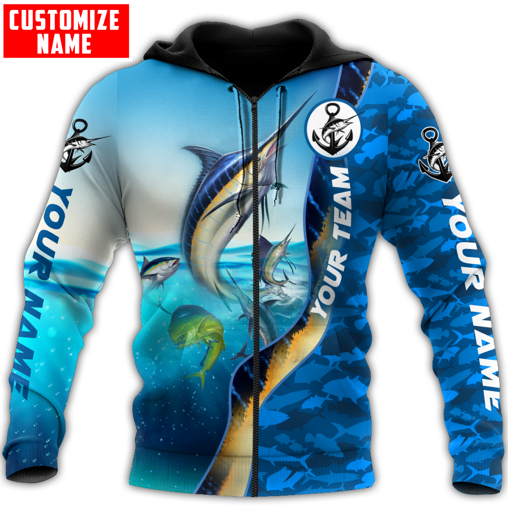 Custom name Marlin fishing Team Billfish 3D Design Printed Shirts