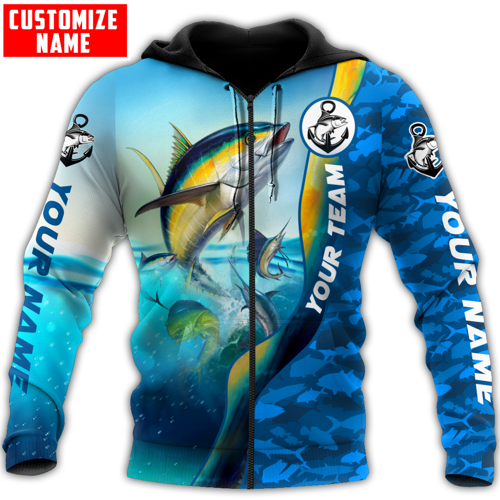 Custom name Tuna fishing Team Billfish 3D Design Printed Shirts
