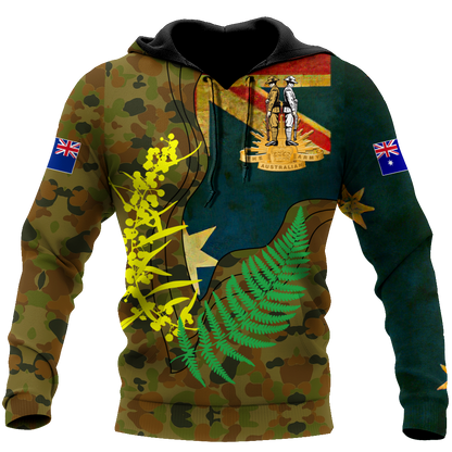 Australian Army Fern and Golden Wattle 3D Printed Unisex Hoodie TN