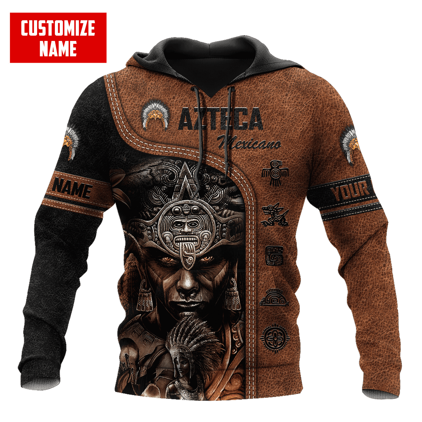 Personalized Name Azteca Mexicano 3D All Over Printed Hoodie