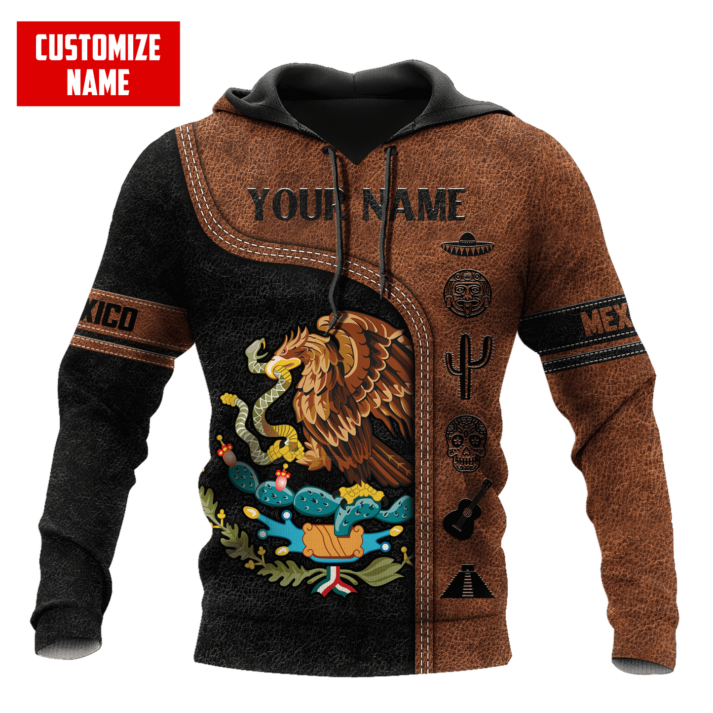 Personalized Name Mexico 3D All Over Printed Hoodie