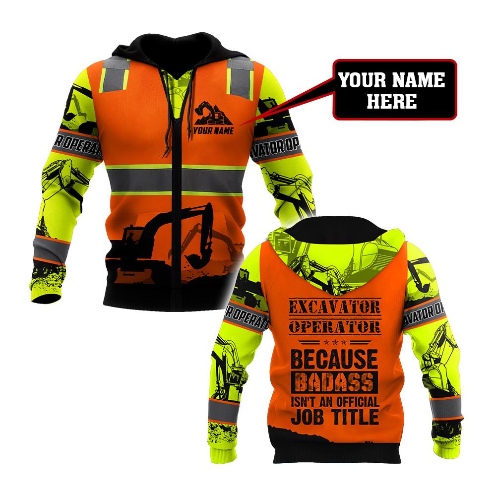 Premium Personalized 3D Printed Badass Excavator Operator Shirts MEI