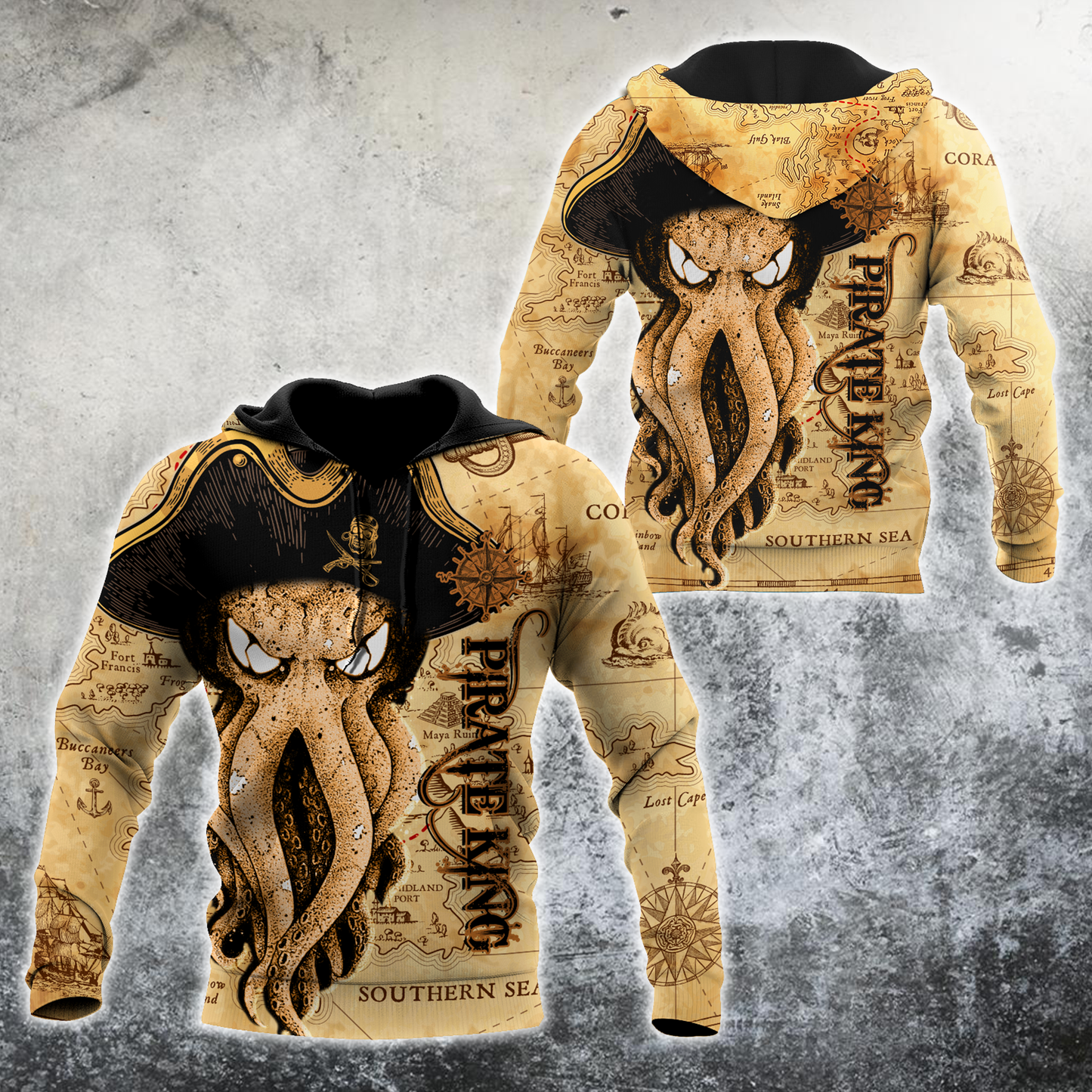 Premium Unisex Hoodie Octopus Pirate King ML