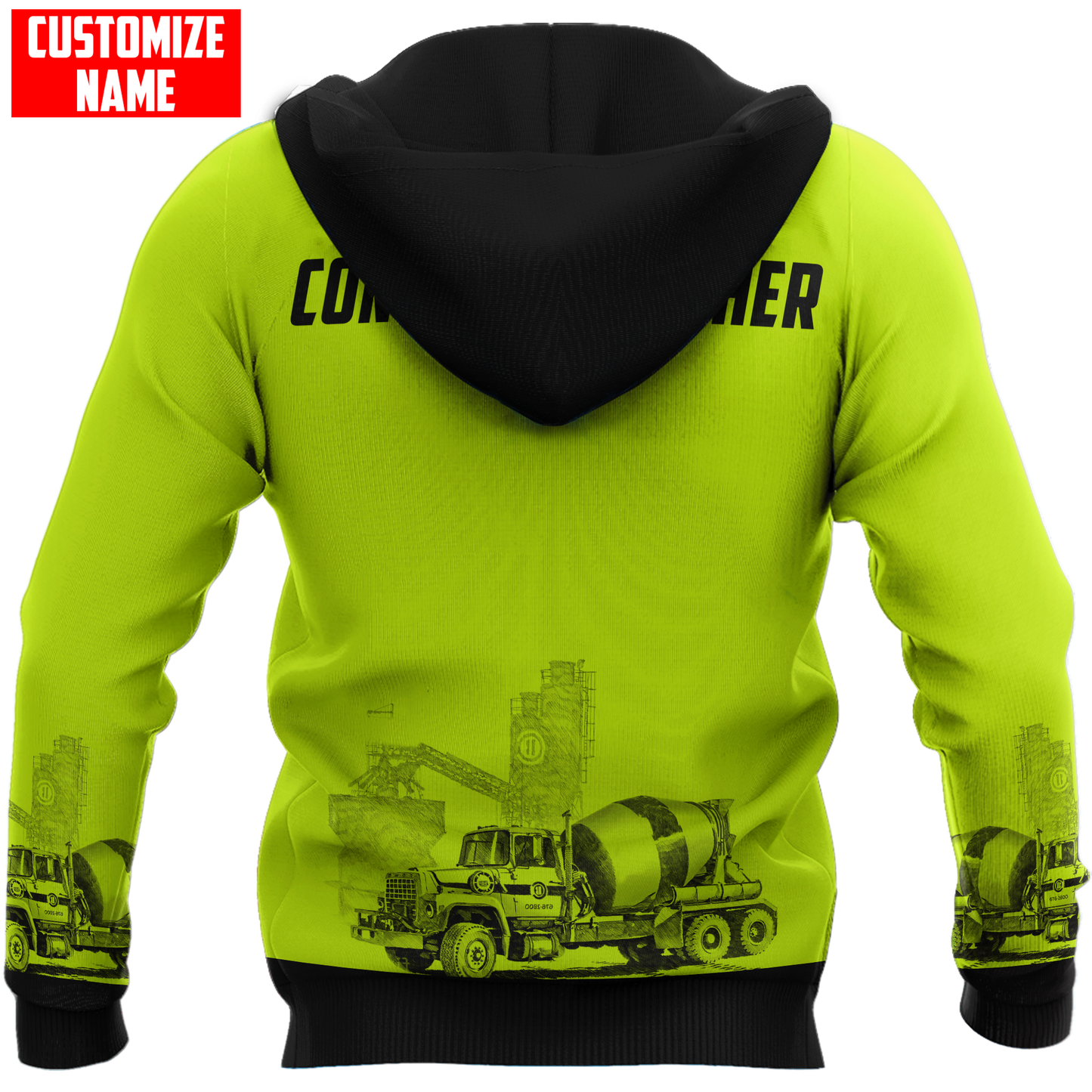 Concrete Finisher Green Safety Custom name 3D printed shirts