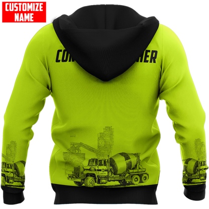 Concrete Finisher Green Safety Custom name 3D printed shirts