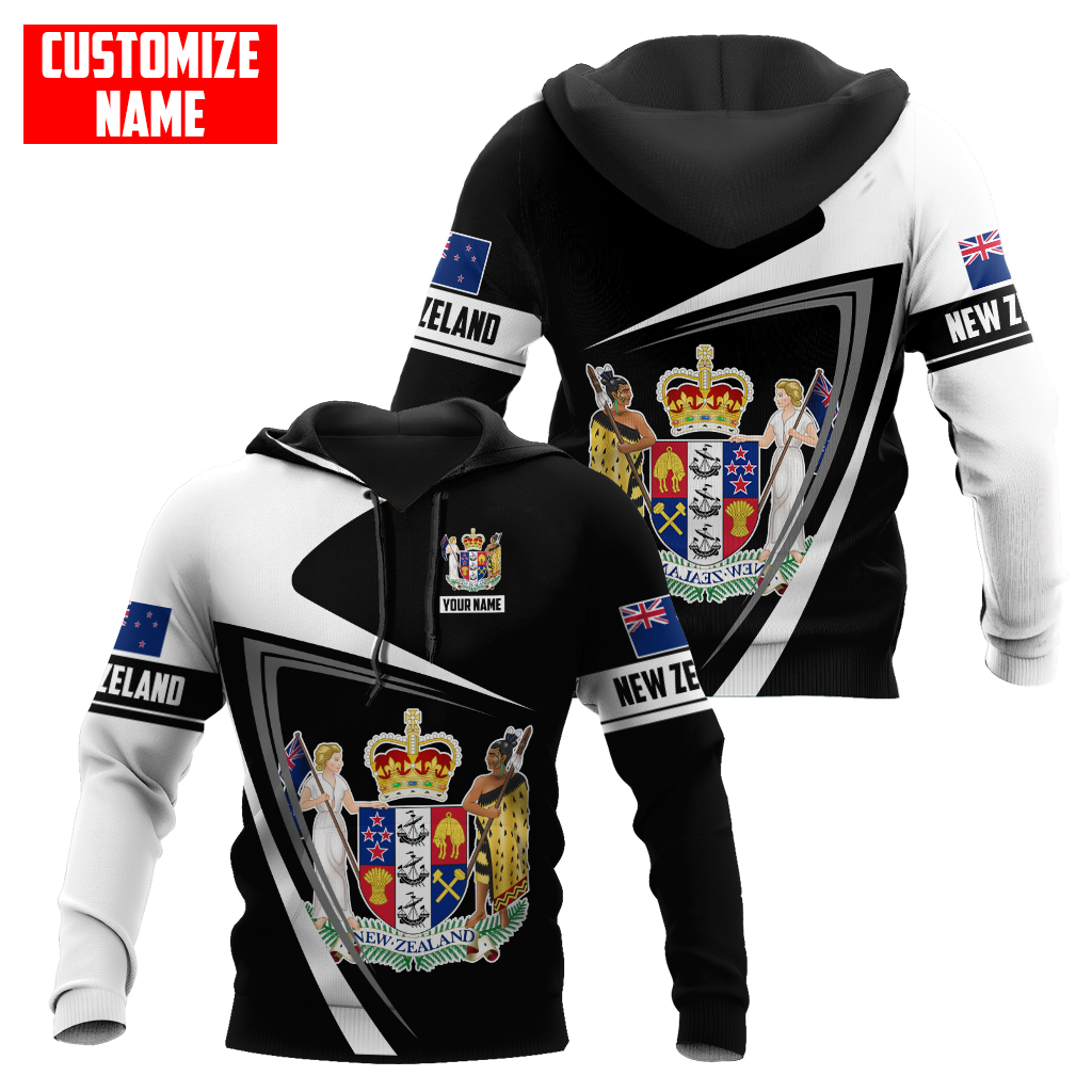 New Zealand Aotearoa Coat Of Arm Army Camou Personalize 3D Unisex Hoodie