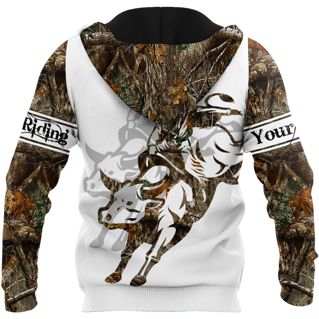 Personalized Name Bull Riding 3D All Over Printed Unisex Shirts Tattoo