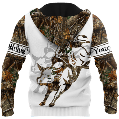 Personalized Name Bull Riding 3D All Over Printed Unisex Shirts Tattoo