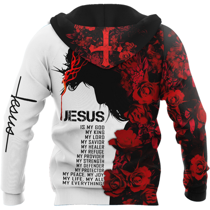 Premium Christian Jesus Catholic Red Roses 3D Printed Unisex Shirts
