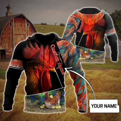 Premium Rooster Customize Name 3D Printed Unisex Shirts