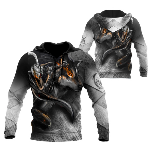 Knight Wolf 3D All Over Printed Unisex Deluxe Hoodie ML