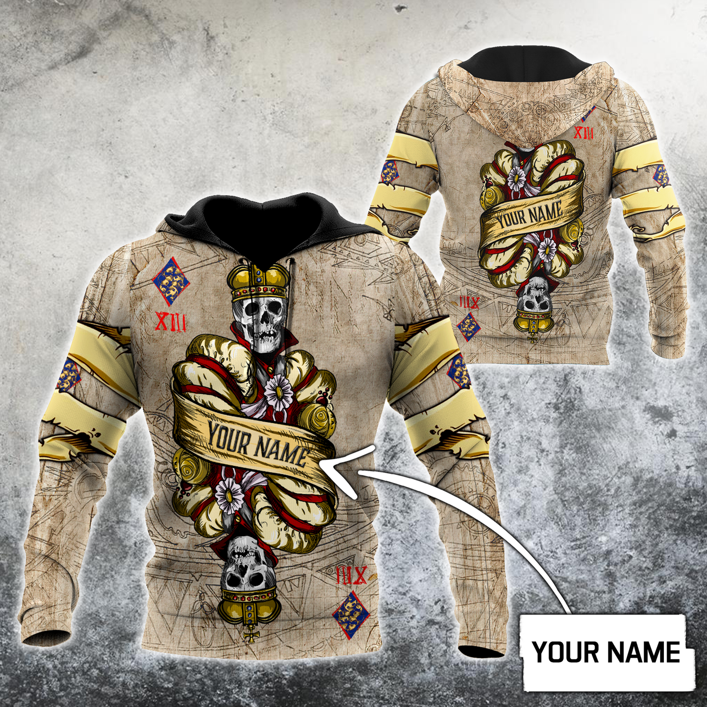 Customize Name Poker King Skull 3D All Over Printed Hoodie Shirts For Men And Women MH09122005ND