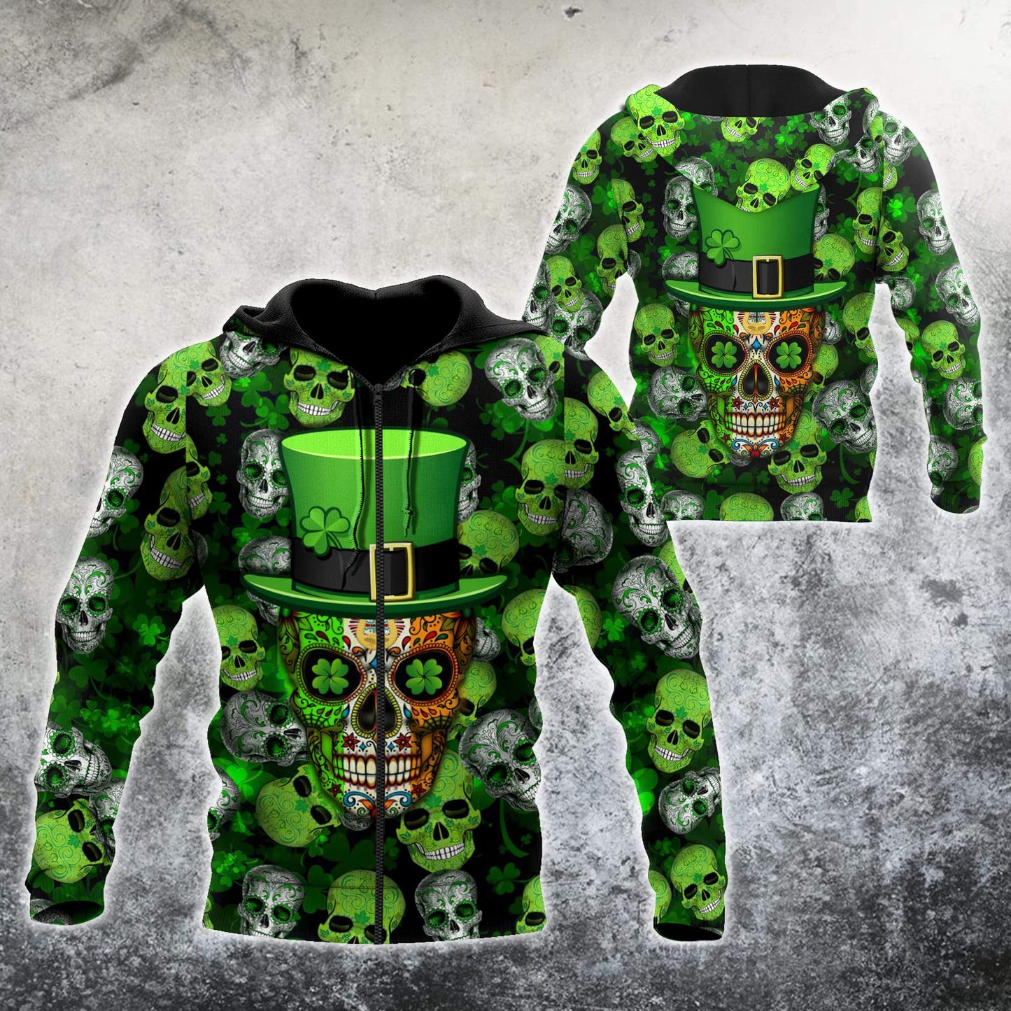 3D All Over Printed Irish Skull St Patrick Day Unisex Shirts XT