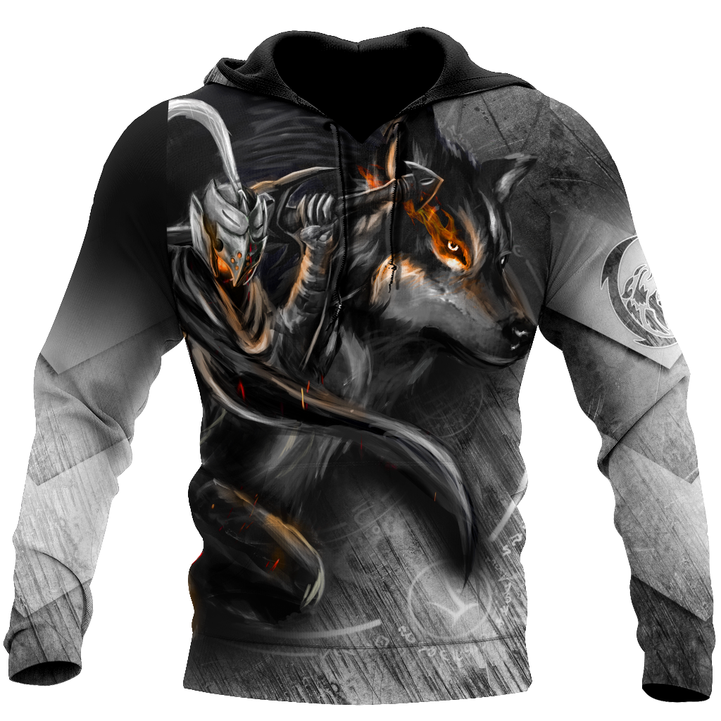 Knight Wolf 3D All Over Printed Unisex Deluxe Hoodie ML
