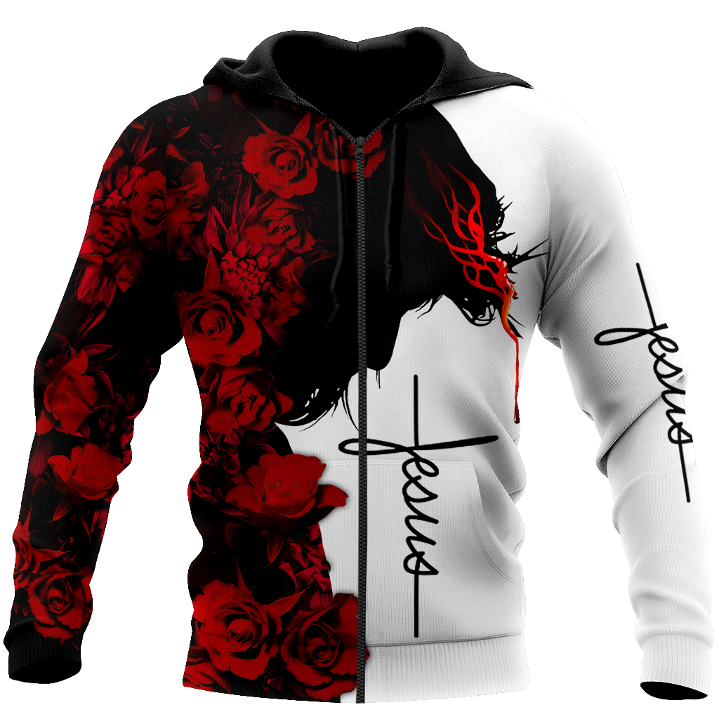 Premium Christian Jesus Catholic Red Roses 3D Printed Unisex Shirts