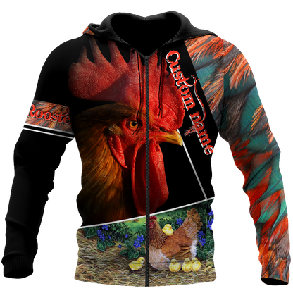 Premium Rooster Customize Name 3D Printed Unisex Shirts
