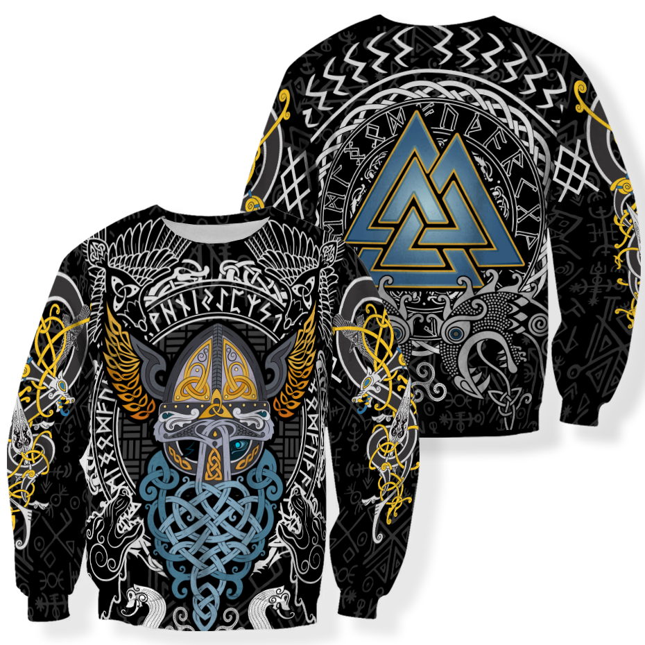 Viking Odin - Wotan Pullover Hoodie A0-ALL OVER PRINT HOODIES-HP Arts-Sweatshirt-S-Vibe Cosy™