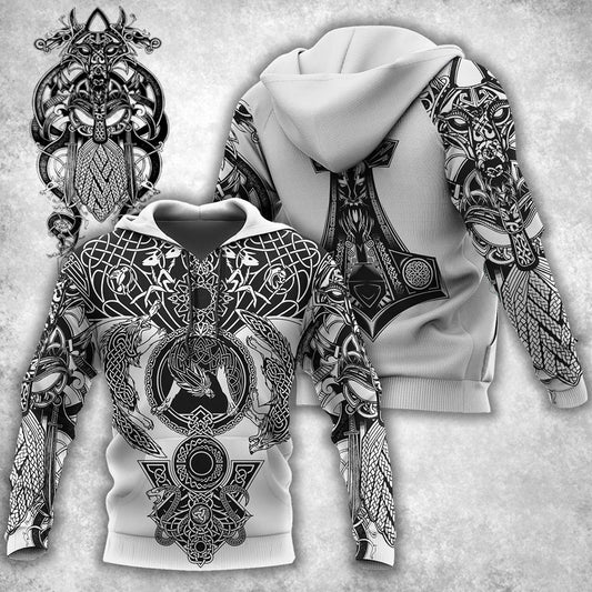 Viking Odin All Over Printed AM281003-Apparel-HP Arts-Hoodie-S-Vibe Cosy™