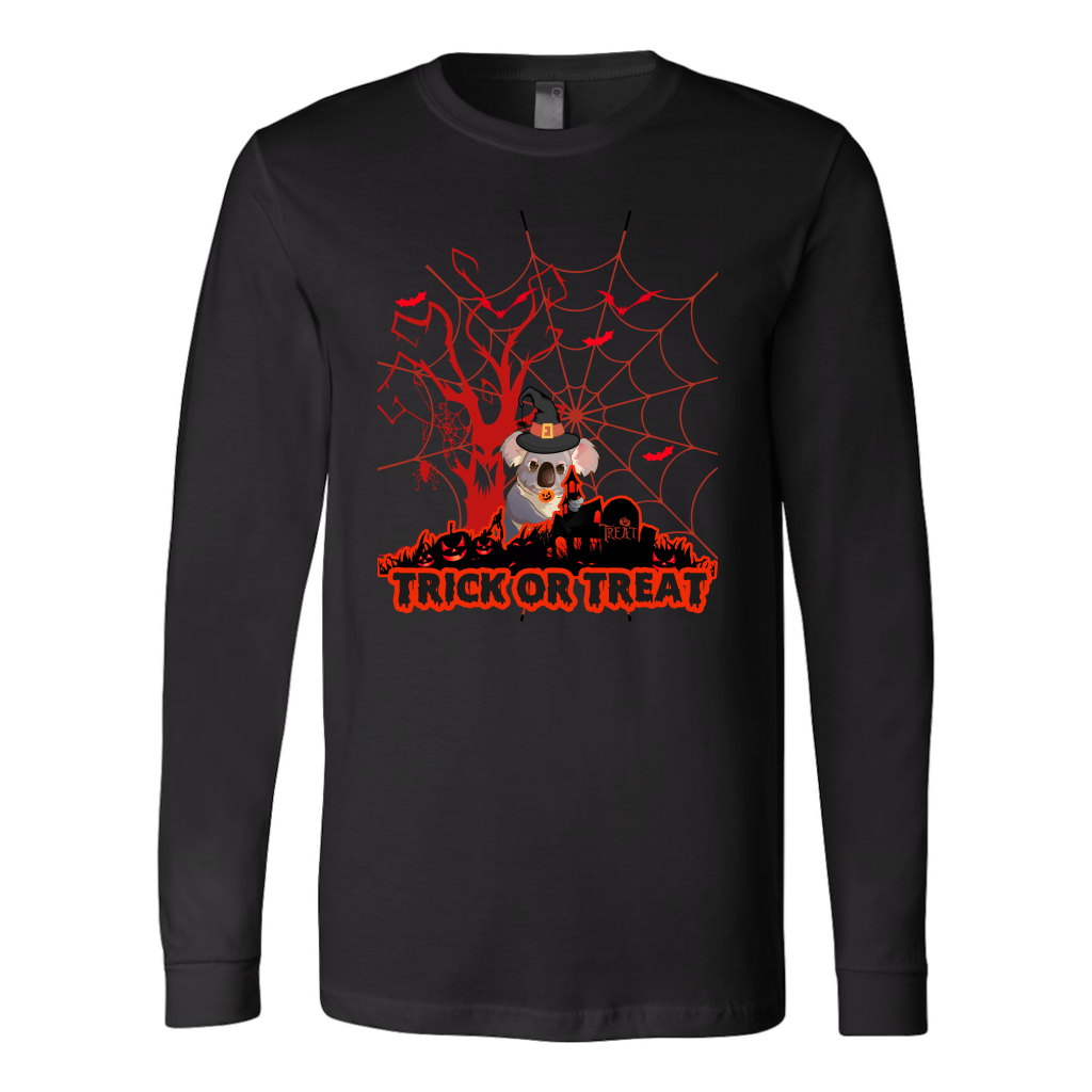 Australian Koala Trick or Treat Halloween Red T-Shirt 01 H9-T-SHIRTS-HP Arts-Canvas Long Sleeve Shirt-Black-S-Vibe Cosy™