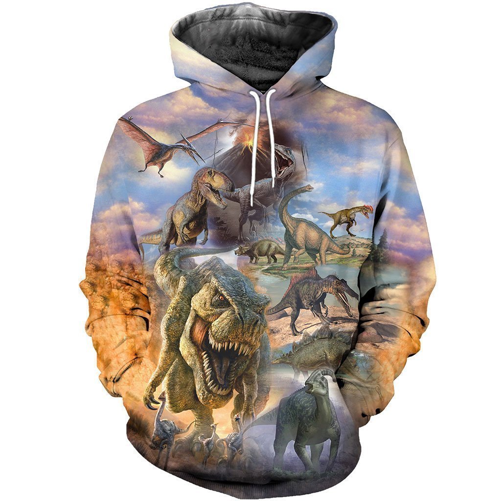 3D All Over Printed Dinosaurs Collection Art Shirts and Shorts-3D All Over Printed Clothes-HP Arts-Normal Hoodie-XS-Vibe Cosy™