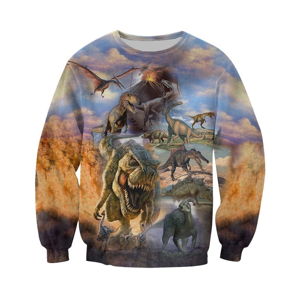 3D All Over Printed Dinosaurs Collection Art Shirts and Shorts-3D All Over Printed Clothes-HP Arts-Long-sleeved Shirt-XS-Vibe Cosy™