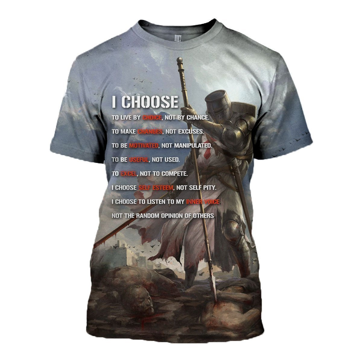 3D All Over Printed I choose to live by choice Knight Templar Shirts and Shorts-Knight Templar-LIASOSO-T-shirt-XS-Vibe Cosy™