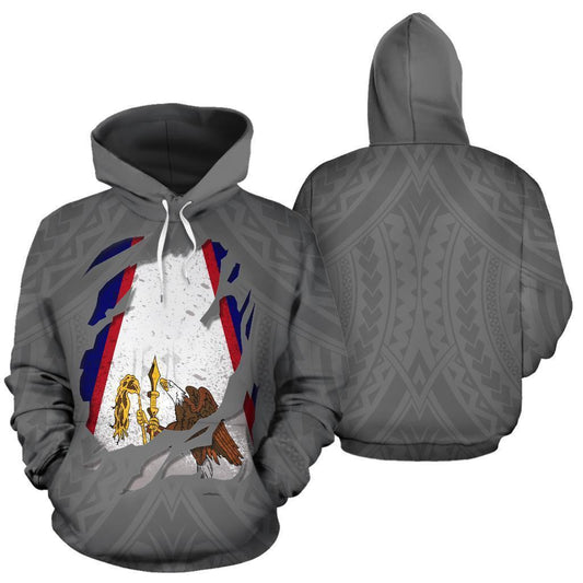 American Samoa Flag Hoodie Grey PL-Apparel-PL8386-Hoodie-S-Vibe Cosy™