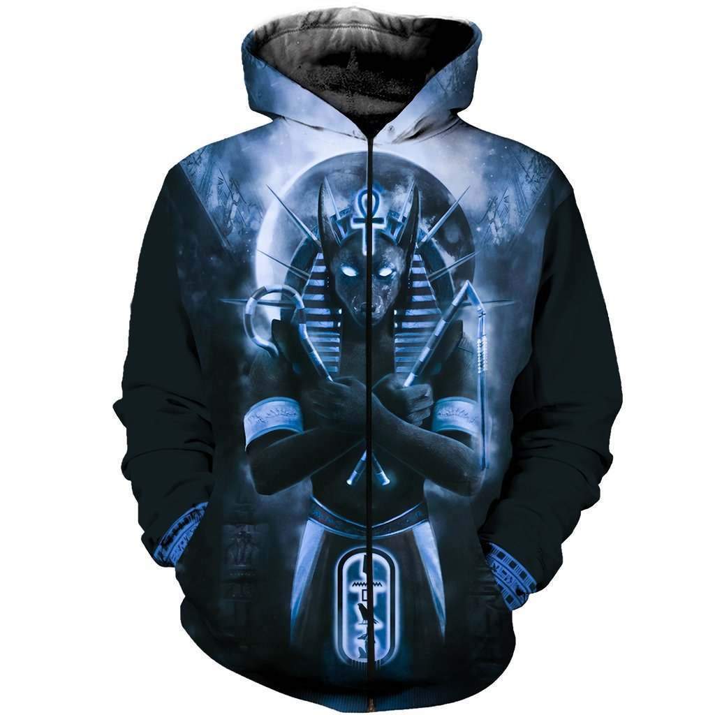 Anubis Blue 3D All Over Printed Clothes-Apparel-MP-Zipped Hoodie-S-Vibe Cosy™