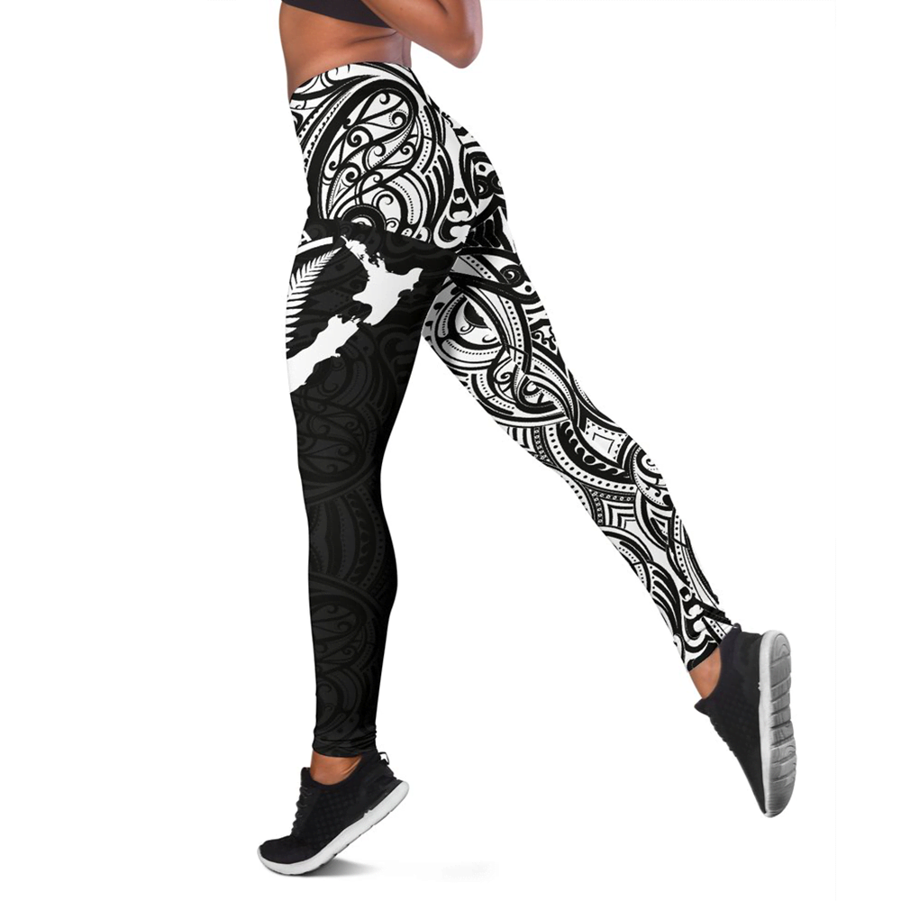 Aotearoa Maori with Map and Silver Fern Leggings HC0902-Apparel-Huyencass-Legging-S-Vibe Cosy™