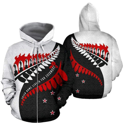 Aotearoa Zip Up Hoodie - Fiveth For Evermore BW HC1108-Apparel-Huyencass-Zipped Hoodie-S-Vibe Cosy™
